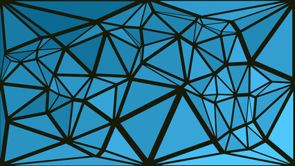 Abstract Delaunay Mesh With Black Lines And Blue Gradient Background Vector Style © zadanzi