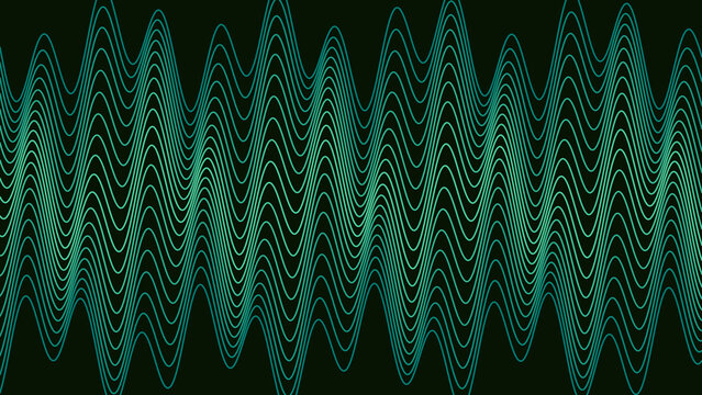 Guilloch Line Pattern With Teal And Green Waves On Dark Background Vector Style