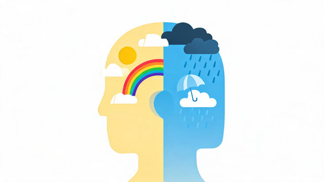Yellow Blue Head Showing Mood Shift