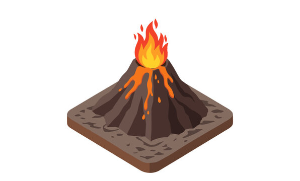 火山のアイソメトリックイラスト