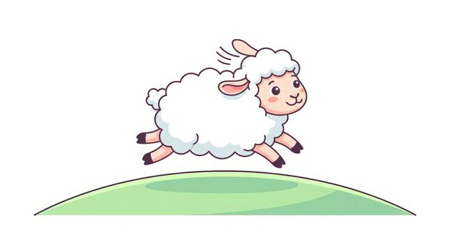 Cute Flat Vector Sheep Character for Children's Illustration and Nursery Graphic Design