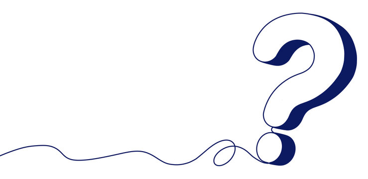 A flat line art illustration of a question mark symbol&mdash;an outline representing questions and assistance