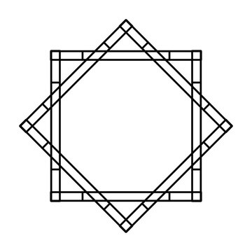 Islamic geometric eight pointed star ornament, octagram line art vector frame, Rub el Hizb symbol