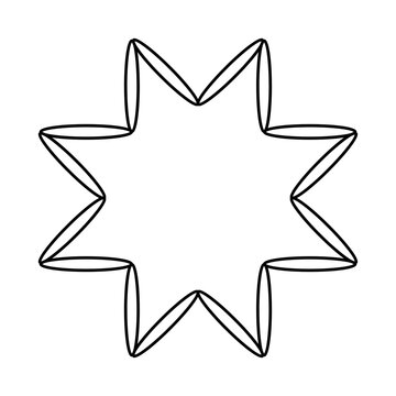 Abstract eight pointed star outline, floral geometric mandala line art vector, minimal starburst ornament
