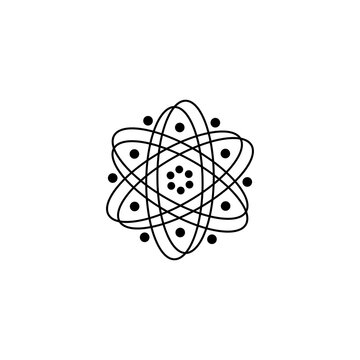 Abstract atomic model line art vector, isolated science nucleus physics icon