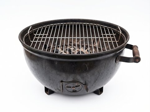 Charcoal grill firebox isolated on white background