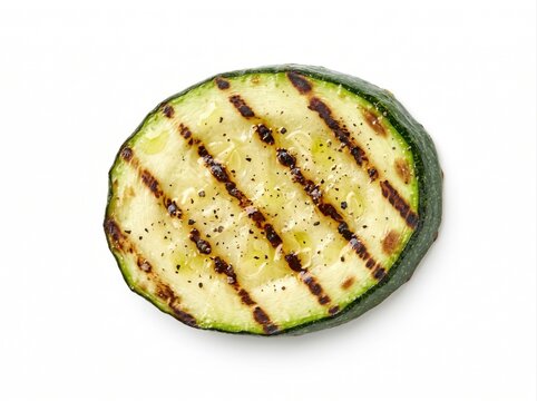 Grilled zucchini slice isolated on white background