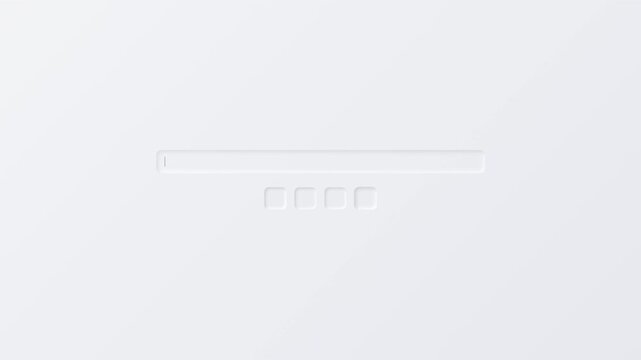 Search bar interface with blinking typing cursor and interactive buttons on white background