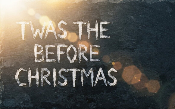 'Twas The Night Before Christmas Ice Letters on Slate Holiday Background for Seasonal Design