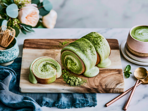 matcha roll cake