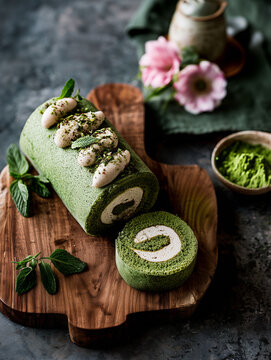 matcha roll cake