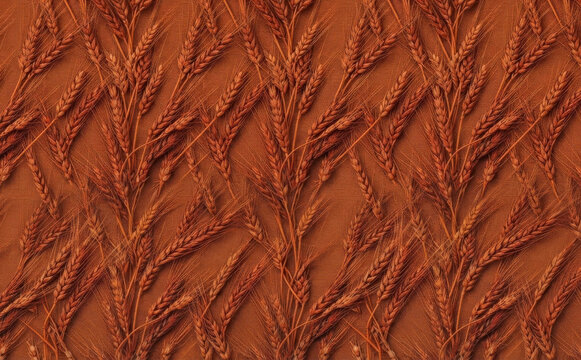 brown wheat pattern background featuring rich grain stalks for autumn designs, thanksgiving harvest themes, and rustic textile prints