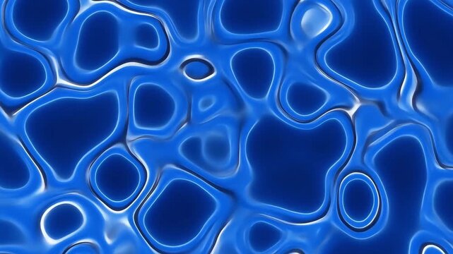 Abstract blue liquid cell pattern with glossy rounded shapes
