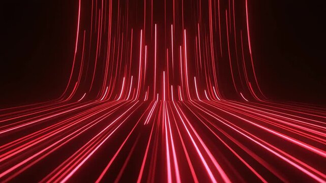 Red neon light lines bending across a futuristic dark background