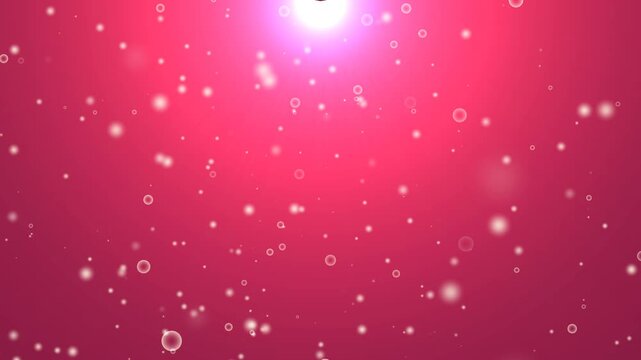 pink abstract gradient background with bubbles, snow and with light ray