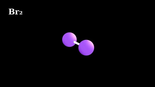 Bromine Br2 Molecule 3D Molecular Animation