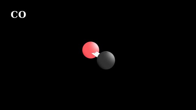 Carbon Monoxide CO Molecule 3D Molecular Animation