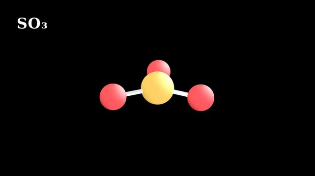 Sulfur Trioxide SO3 Molecule 3D Molecular Animation