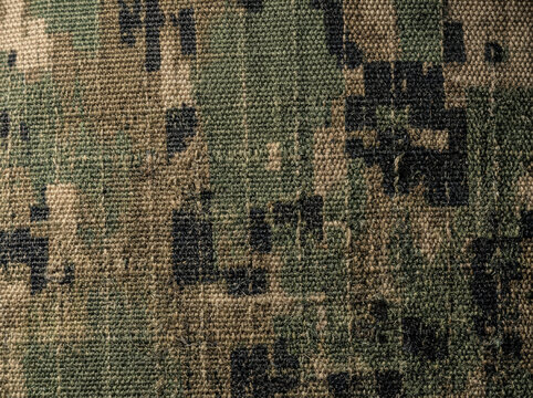 Digital camouflage fabric texture. Pixelated military pattern material