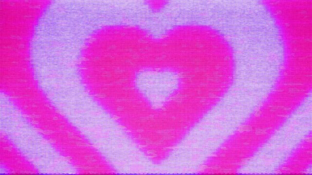 Pink Heart Tunnel with CRT Scanlines and VHS Texture