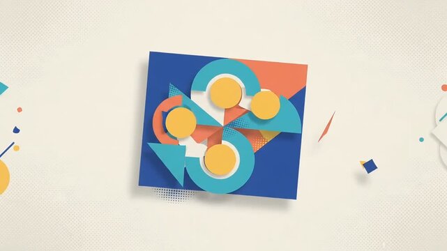 Abstract Geometric Shapes Motion Graphics Animation - Colorful Bauhaus Style Vector Art Background.