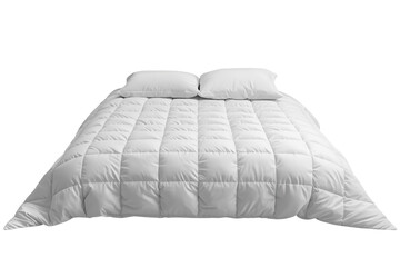 Obraz premium White quilted bed set cut out on transparent background
