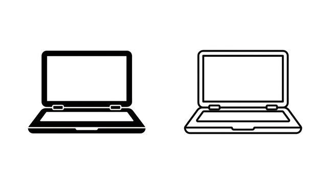 Simple laptop icons in closed and open positions