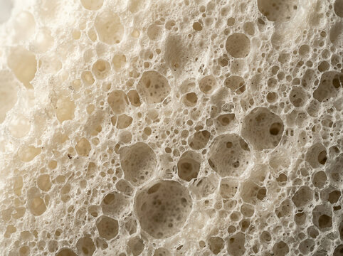 Close up of polyurethane foam texture. Detailed view of porous synthetic material