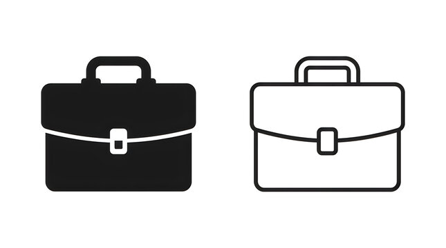 Black and white briefcase vector icons