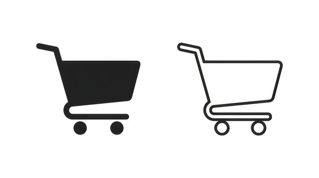Two shopping carts icon in minimalist style