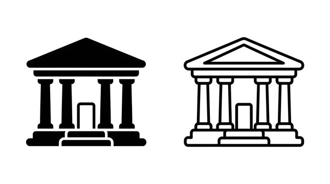 Classic greek temple architecture icons side by side