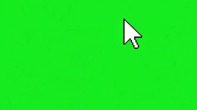 Mouse Cursor Click Animation on Green Screen - White Arrow Pointer Clicking for Chroma Key Video Editing