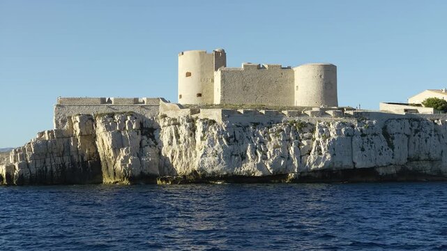 The famous Chateau d'If fortress on its island in the Mediterranean Sea near Marseille, France