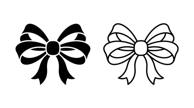 Black and white bow ribbon icon