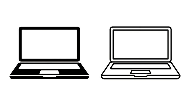 Two simple laptop icons in outline style