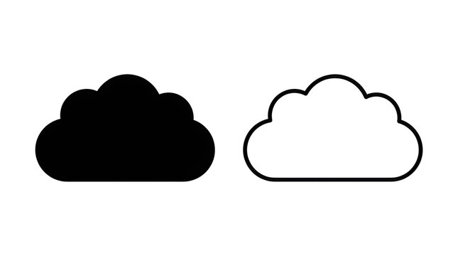 Simple cloud icons in black and white styles