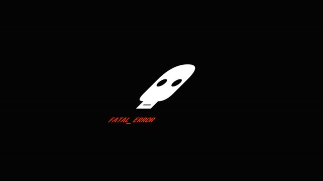 Fatal error warning text with a flashing skull icon and USB flash drive graphic on dark background