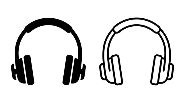 Two headphones icon set in black and white