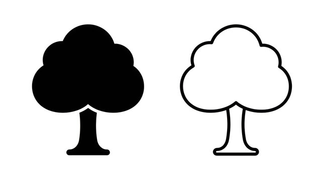 Simple black and white tree icons side by side