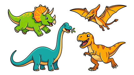 Cute Cartoon Dinosaurs Collection Isolated © tati
