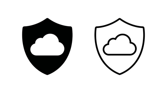 Secure cloud icon inside shield badges