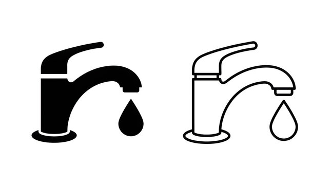Two modern faucets dripping water side by side