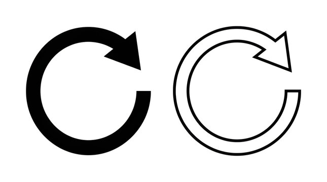 Black and white circular arrows icon set