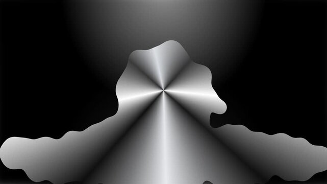 Abstract Metallic Object Morphing and Spreading on Dark Background with Spotlight Effect