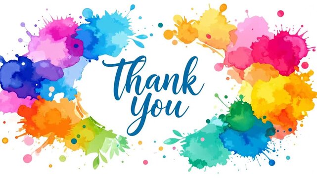 A blue handwritten thank you message on a clean white background