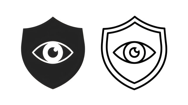 Eye inside security shield icons