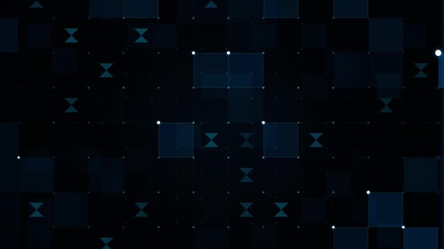 Abstract digital background with glowing blue vertical line and geometric square patterns, futuristic technology concept, data stream visualization, dark cybernetic interface design