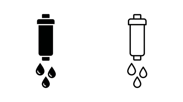 Water filter icon with dripping water drops