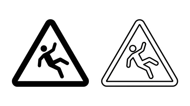 Warning sign of falling person icon