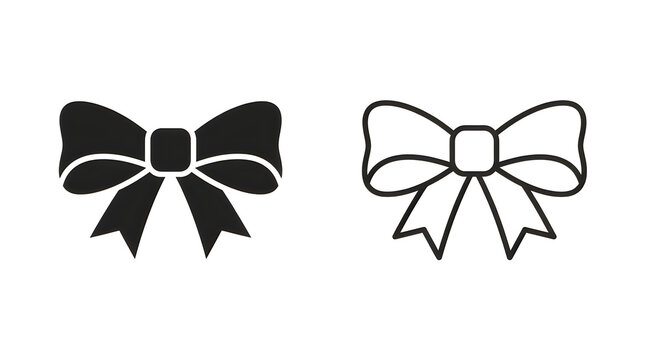 Simple black and white bow vector icons